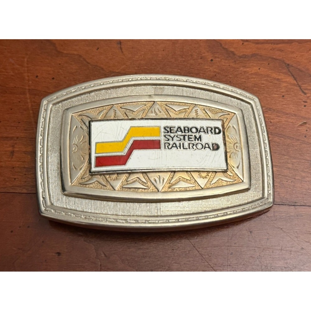 Vintage Hoovers Mfg Seaboard System Railroad Belt‎ Buckle Train RailRoadiana